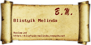 Blistyik Melinda névjegykártya